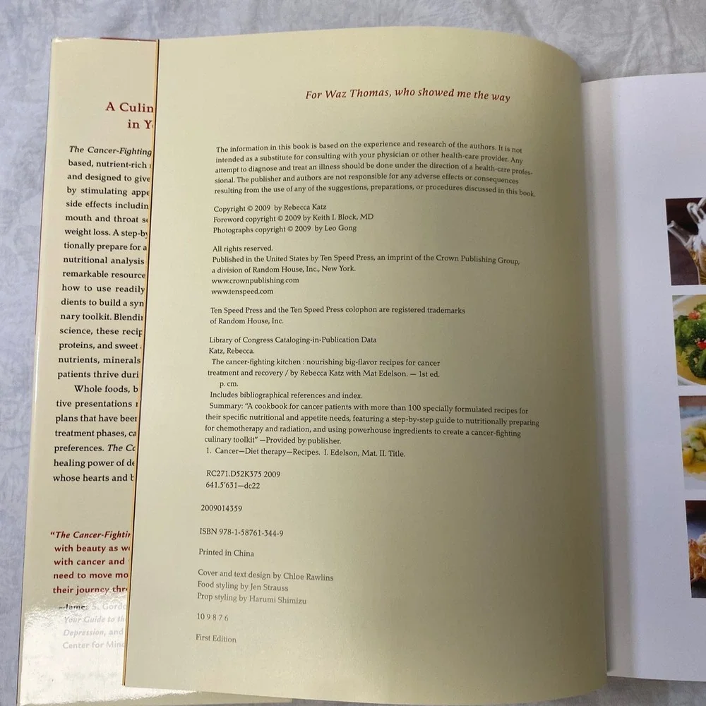 The Cancer-Fighting Kitchen Cookbook 1st Edition HC Rebecca Katz Cancer Recovery